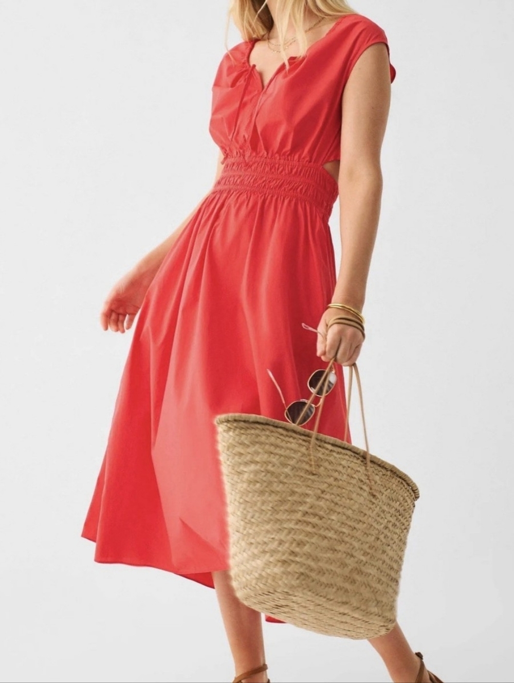 Faherty Amalfi Dress In Hibiscus Size M
